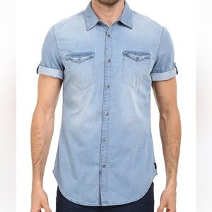 Men’s Calvin Klein Short Sleeve Denim Shirt Size Medium